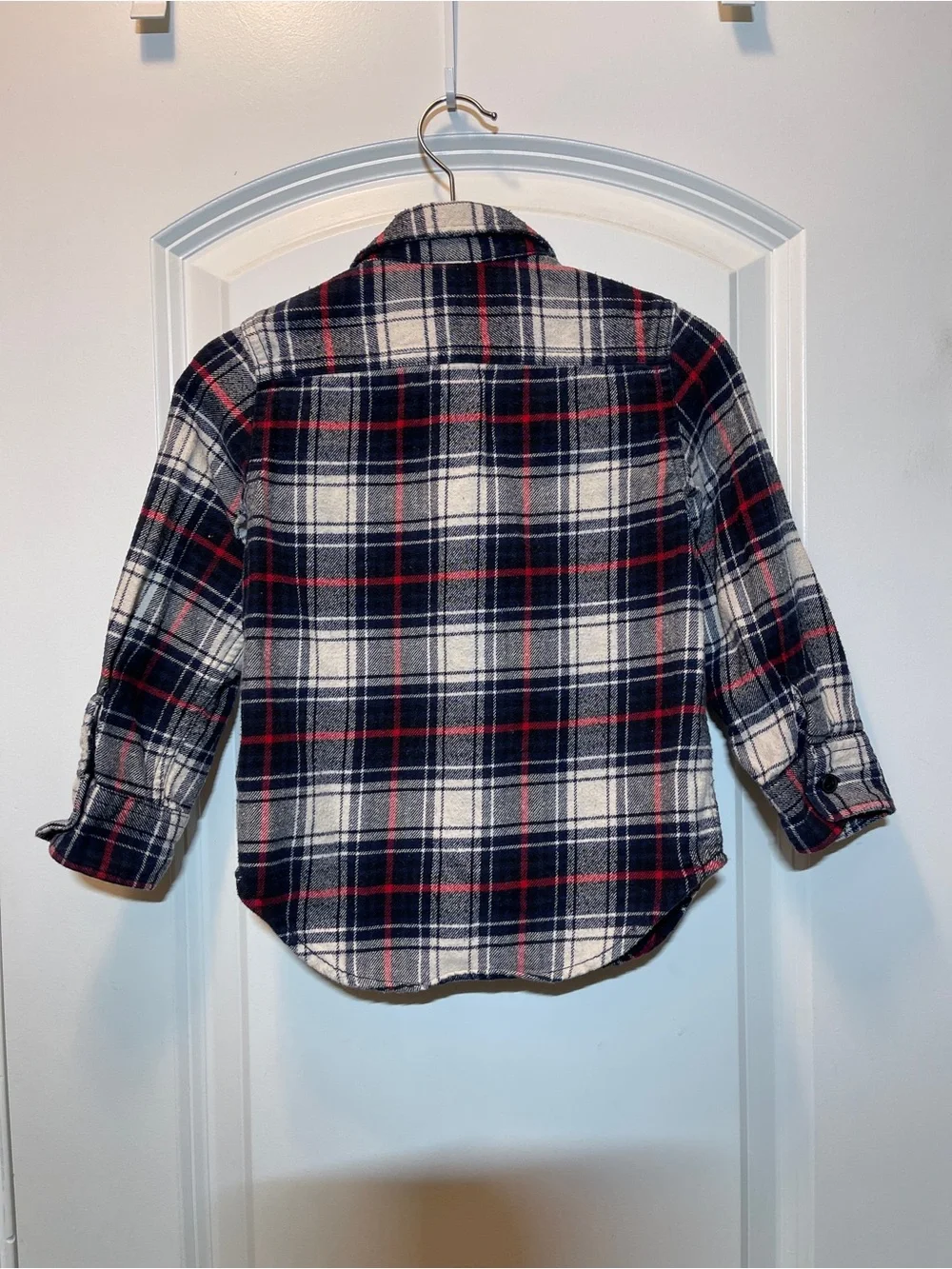 GAP Plaid Button-Down Shirt - Navy, White & Red